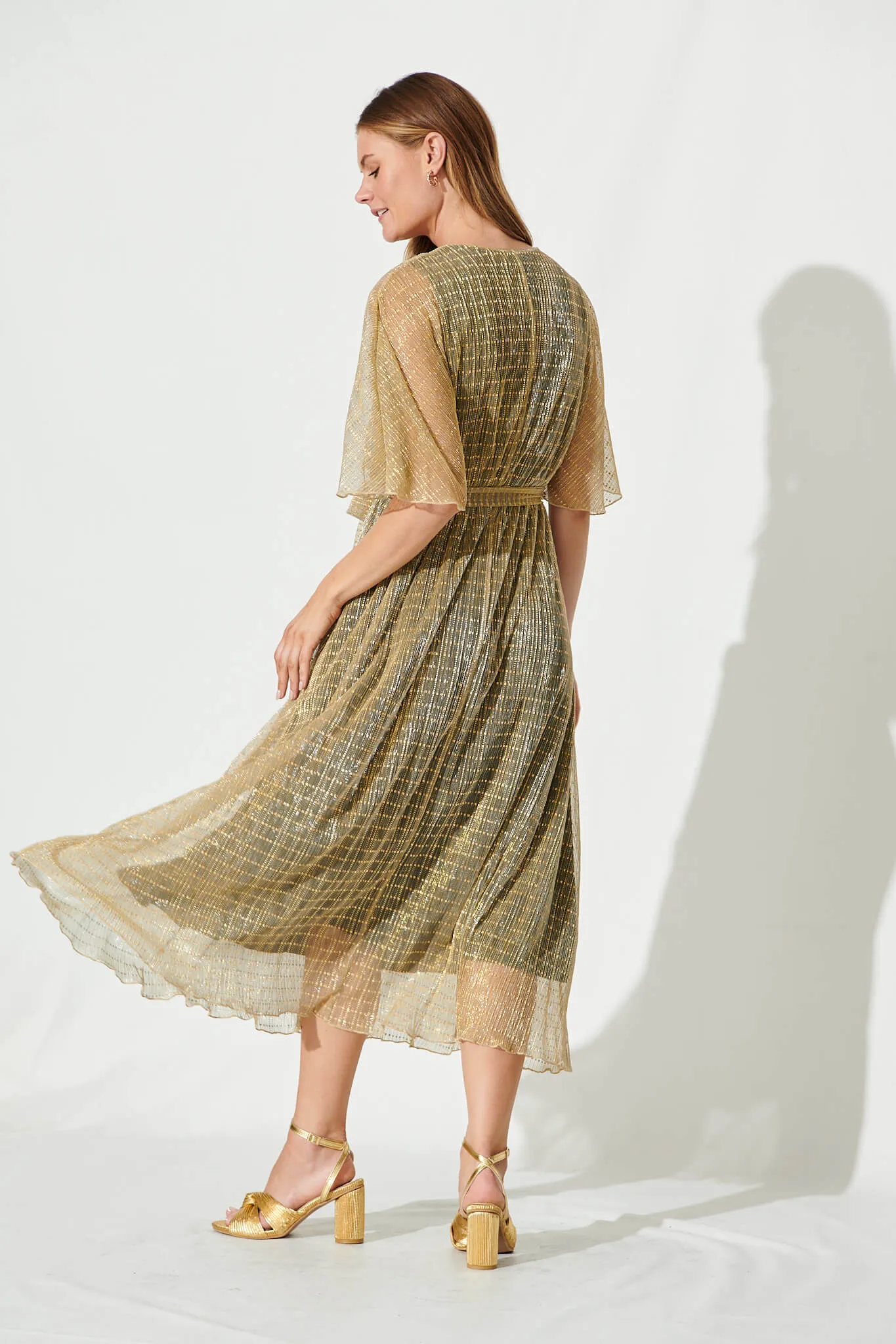 Elodie Maxi Dress In Gold Lurex sold by St Frock product image thumbnail 5