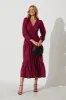 Galaxy Maxi Dress In Maroon Linen Blend sold by St Frock
