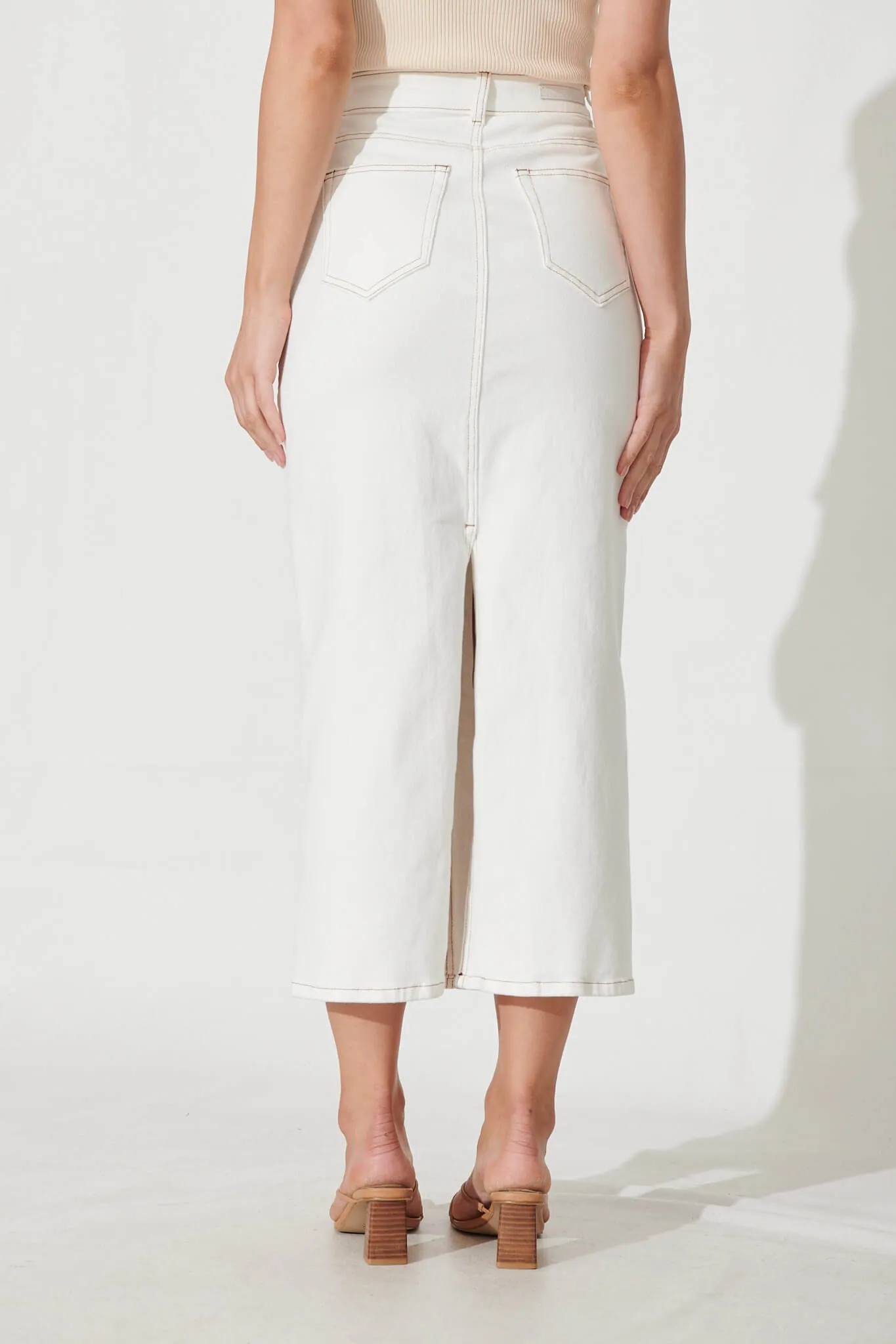 Delta Maxi Denim Skirt In White sold by St Frock product image thumbnail 4