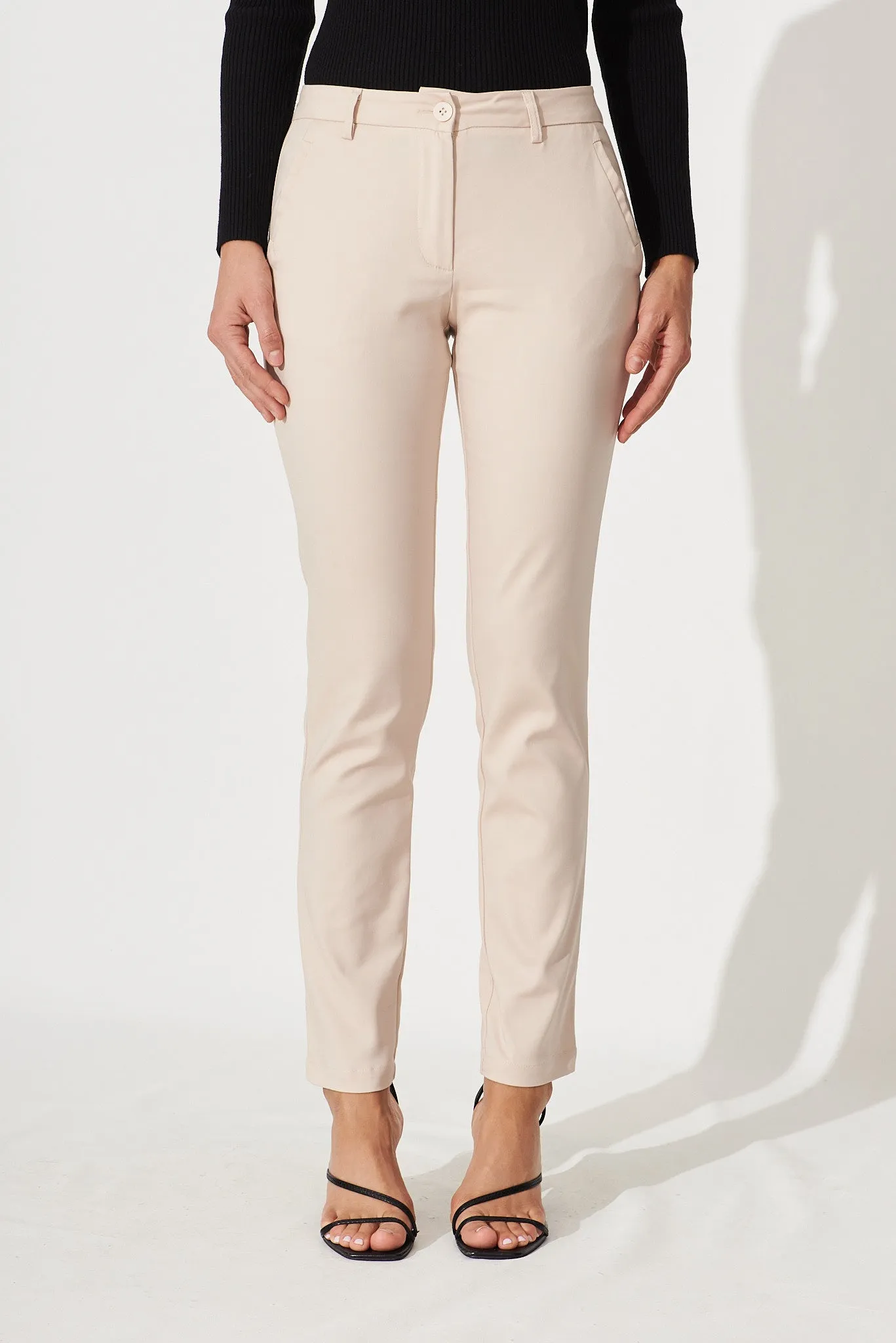 Strasbourg Pant In Sand Cotton Blend sold by St Frock product image thumbnail 3