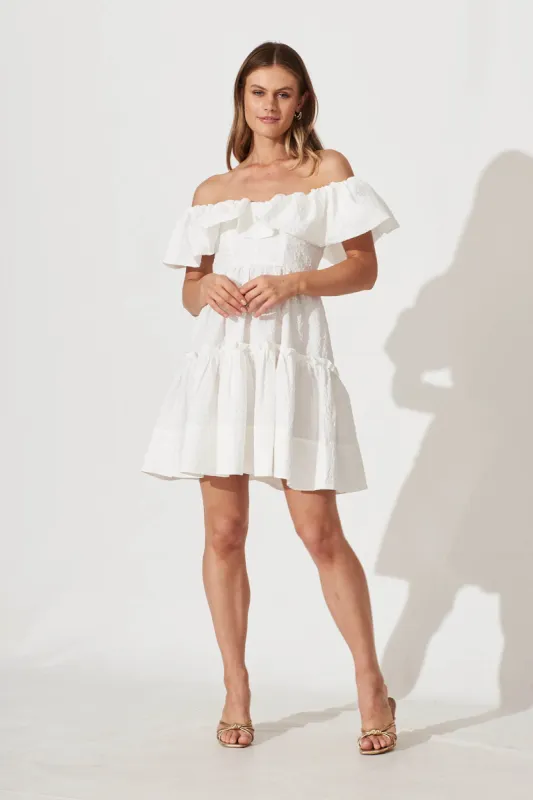 Moonlight Dress In White Textured Floral sold by St Frock