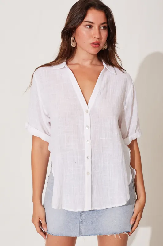 Campbell Shirt In White Cotton sold by St Frock