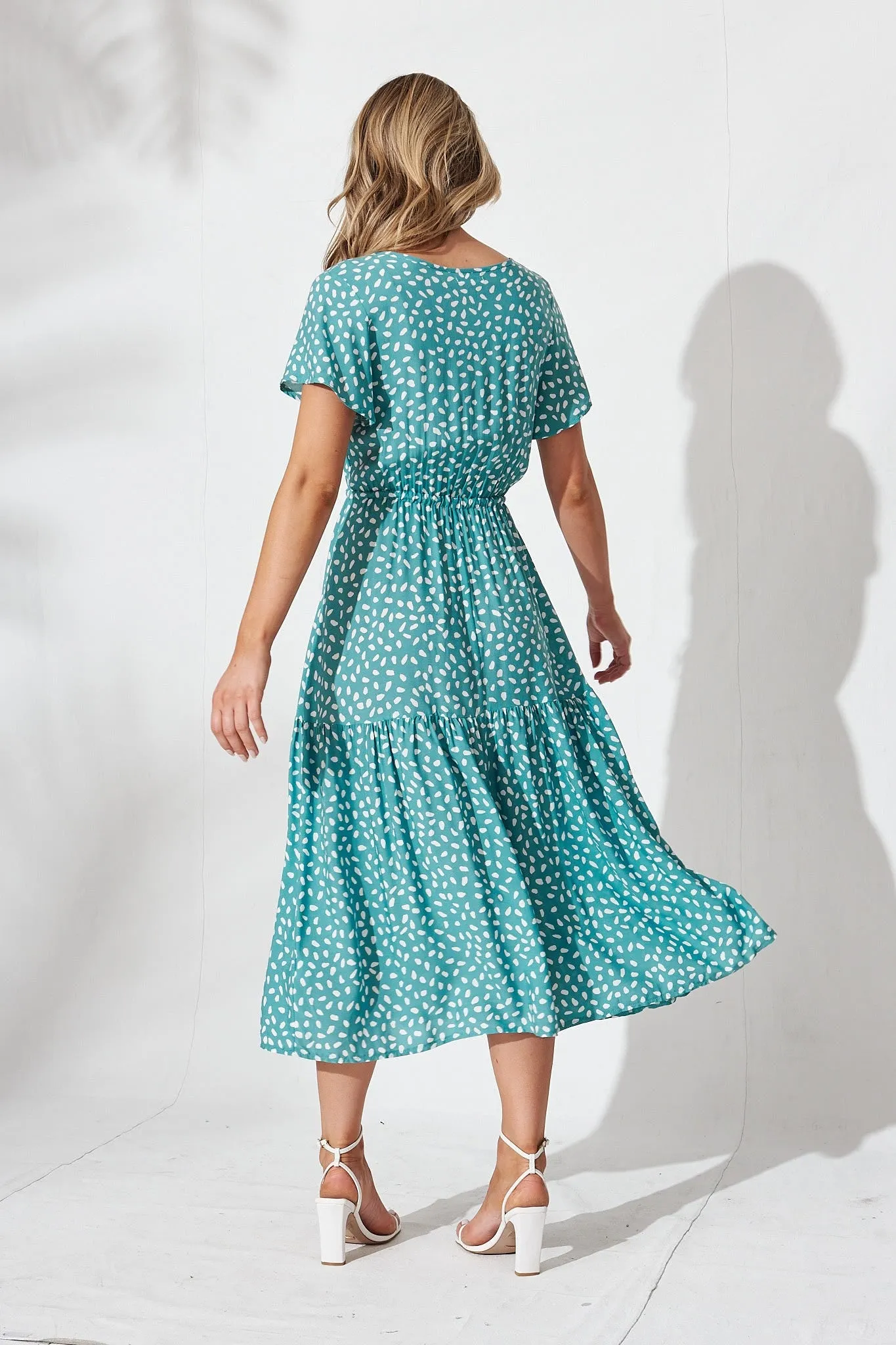 Danelle Midi Dress In Teal With White Speckle sold by St Frock product image thumbnail 5