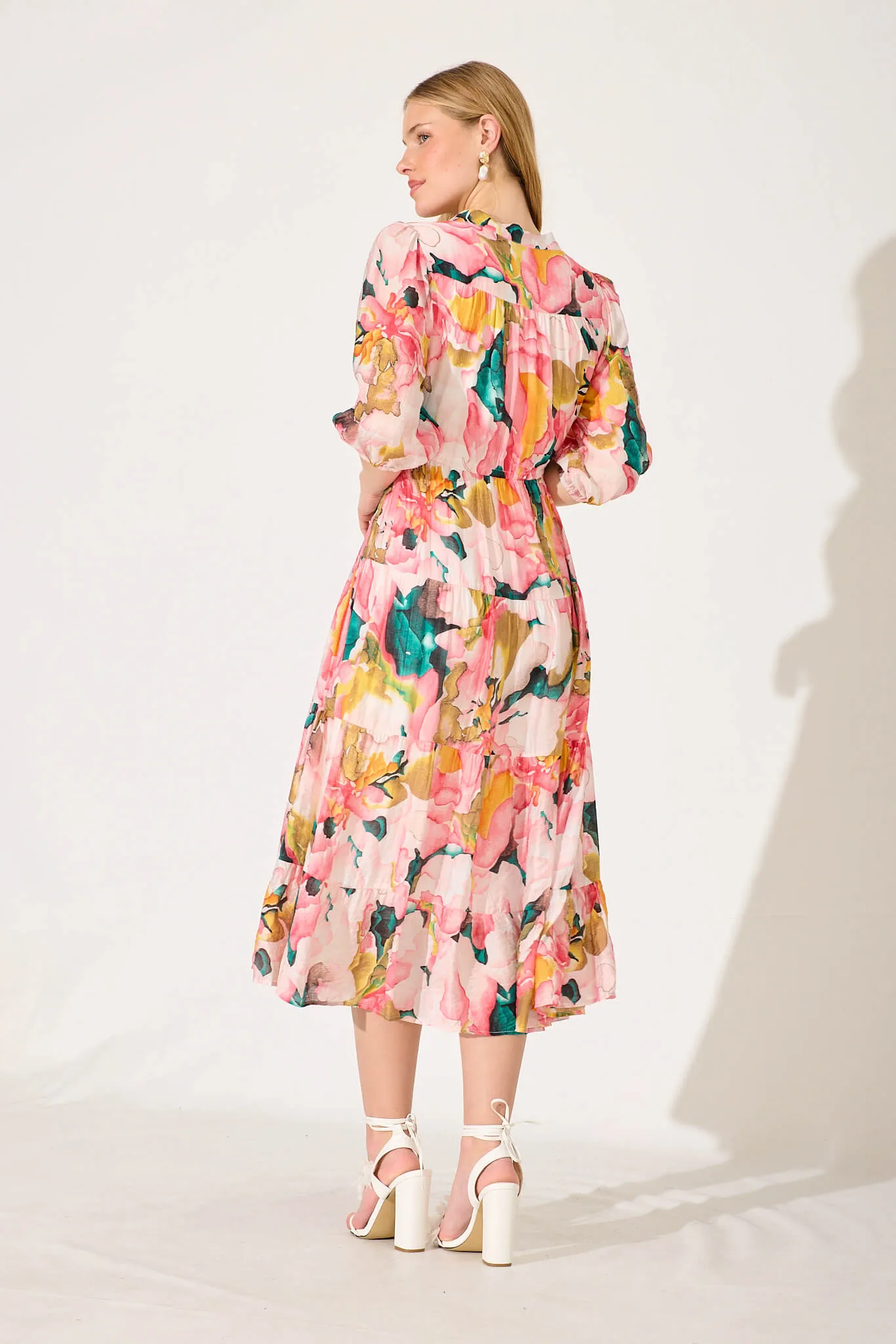 Messina Midi Dress In Pink Multi Print sold by St Frock product image thumbnail 4