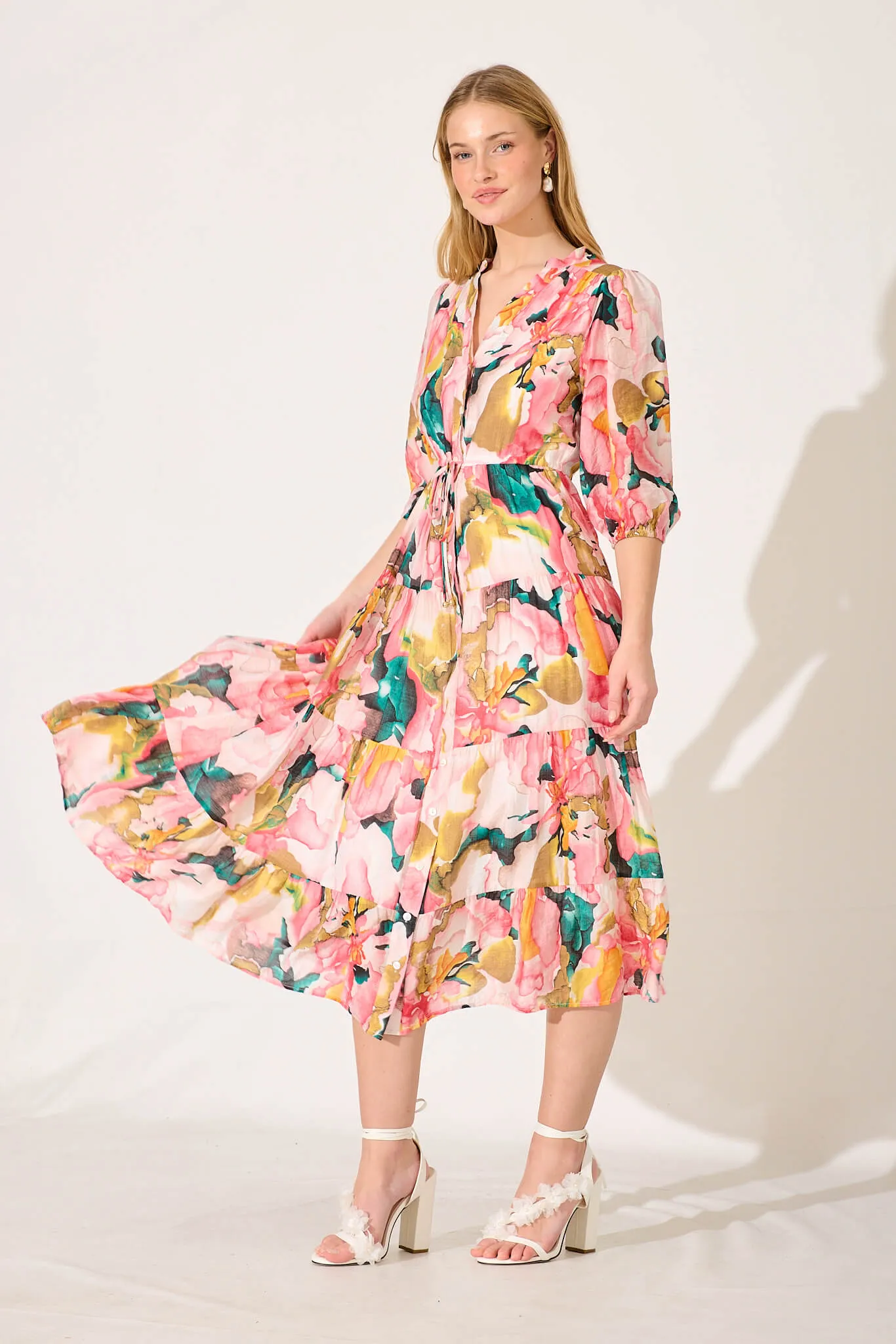 Messina Midi Dress In Pink Multi Print sold by St Frock product image thumbnail 3