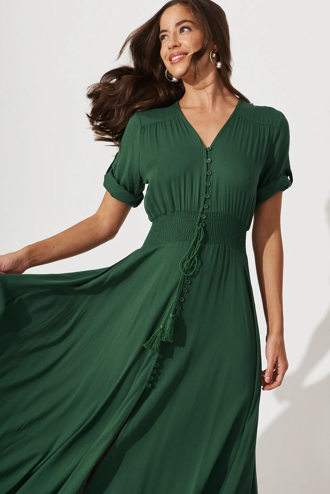 Selena Maxi Dress In Emerald sold by St Frock product image thumbnail 3