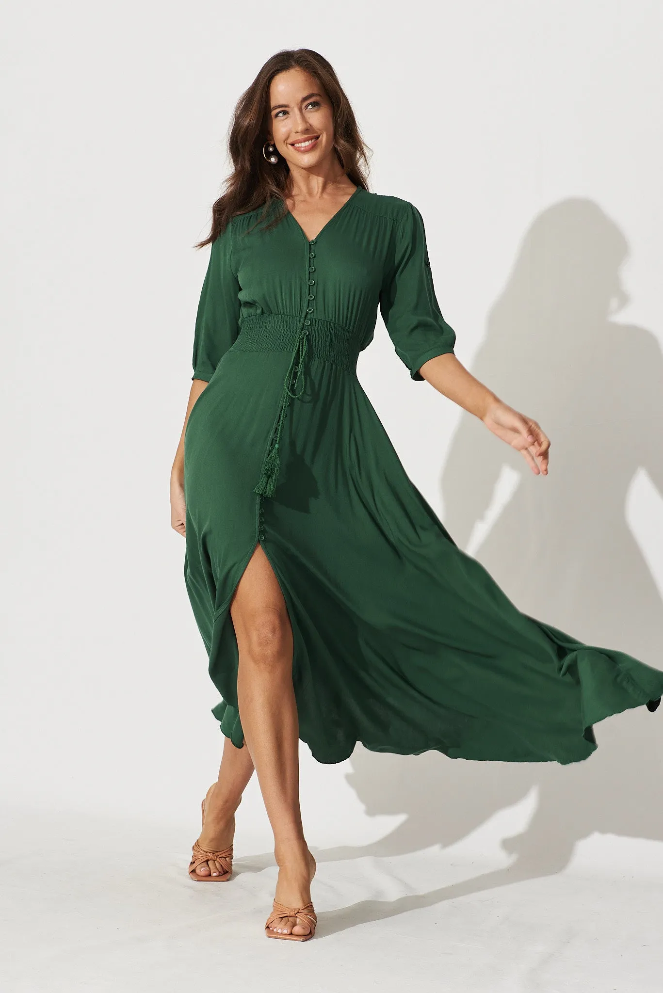 Selena Maxi Dress In Emerald sold by St Frock
