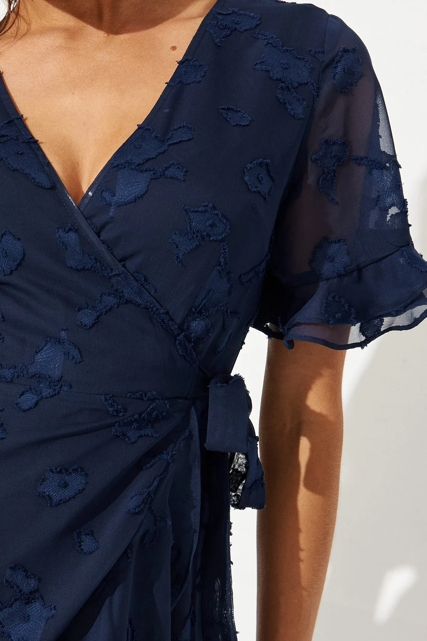 Felicidad Midi Wrap Dress In Navy Chiffon sold by St Frock product image thumbnail 5