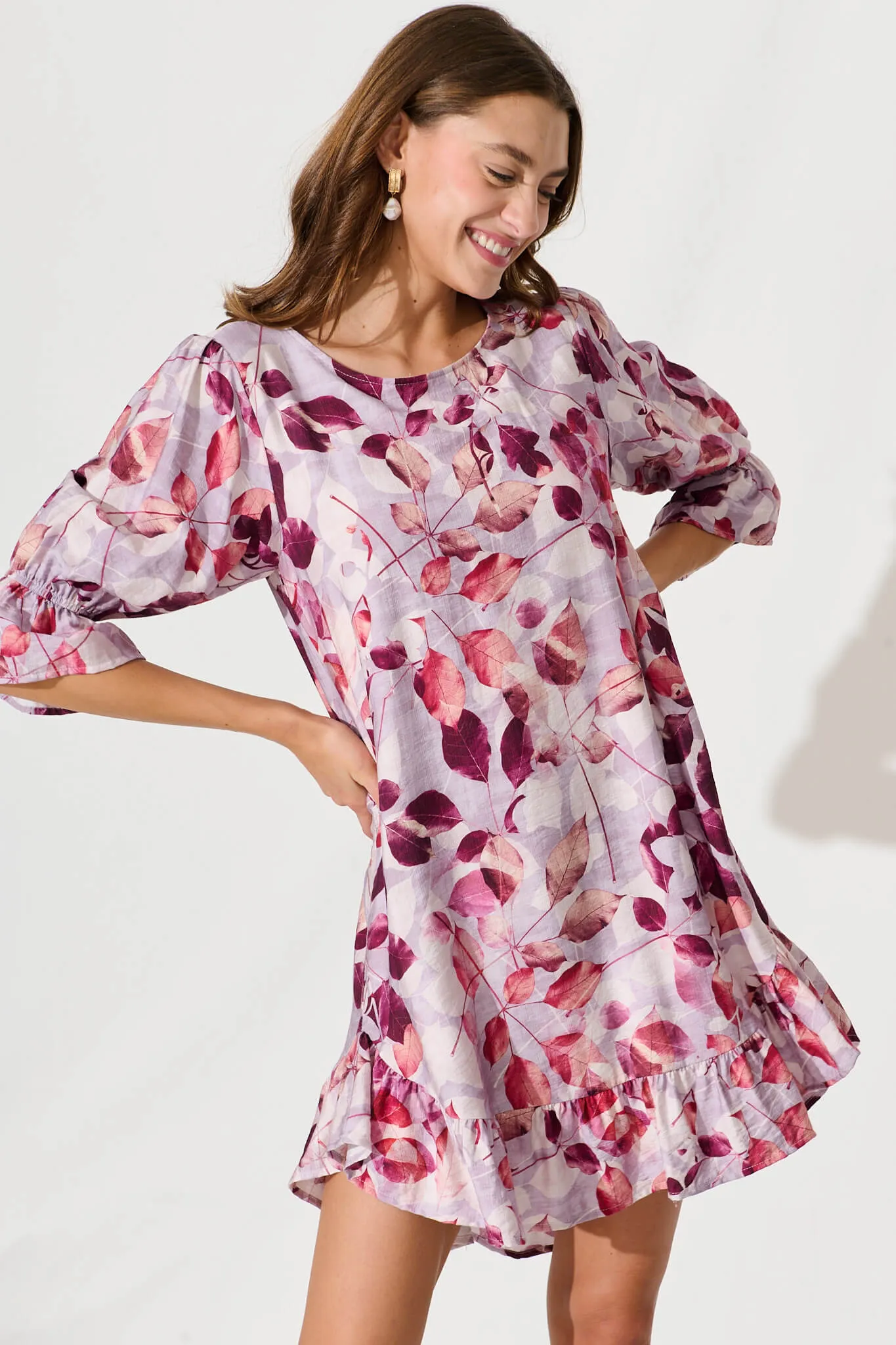 Loveline Dress In Plum Leaf Print sold by St Frock product image thumbnail 2