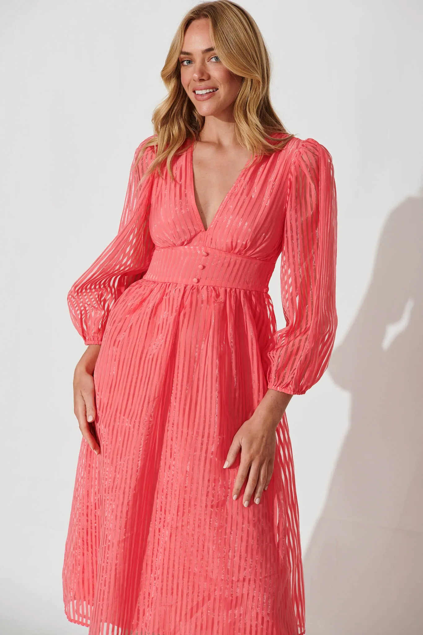Millen Midi Dress In Coral Organza sold by St Frock product image thumbnail 2