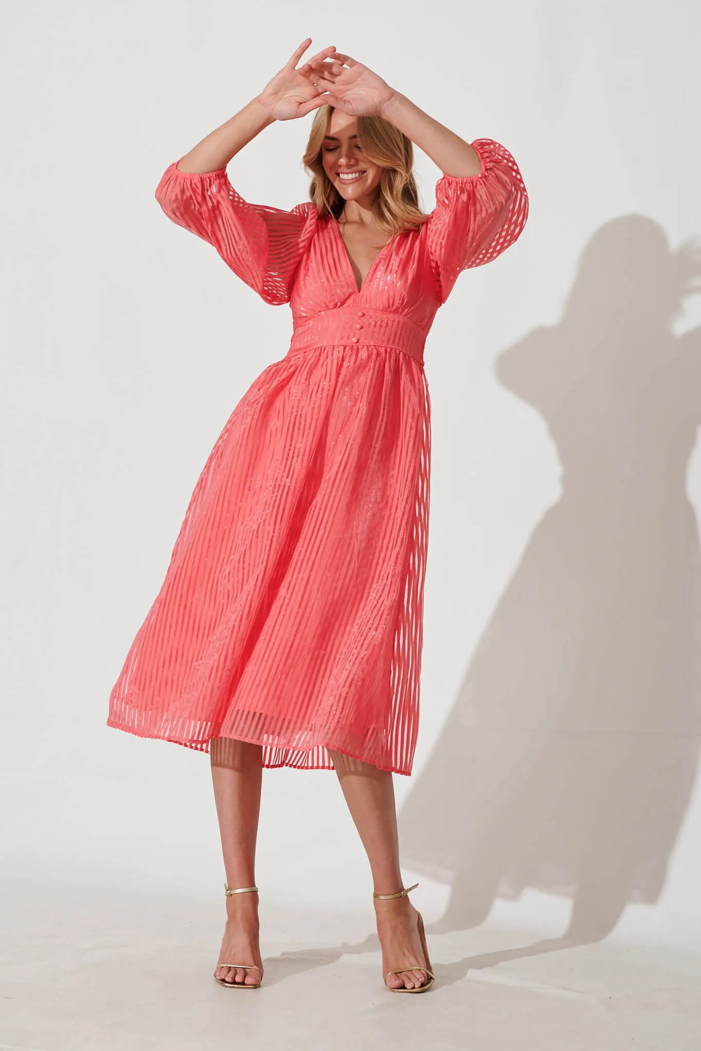 Millen Midi Dress In Coral Organza sold by St Frock product image thumbnail 5