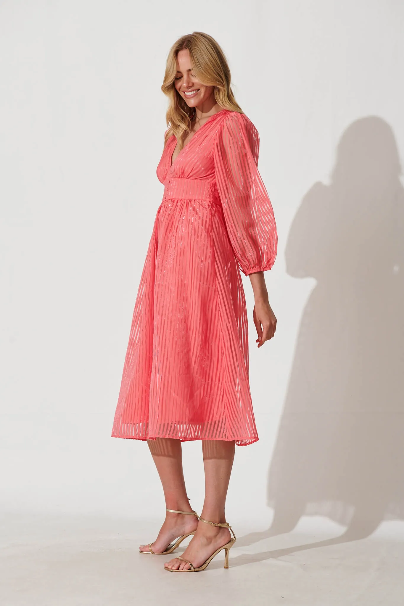 Millen Midi Dress In Coral Organza sold by St Frock product image thumbnail 3