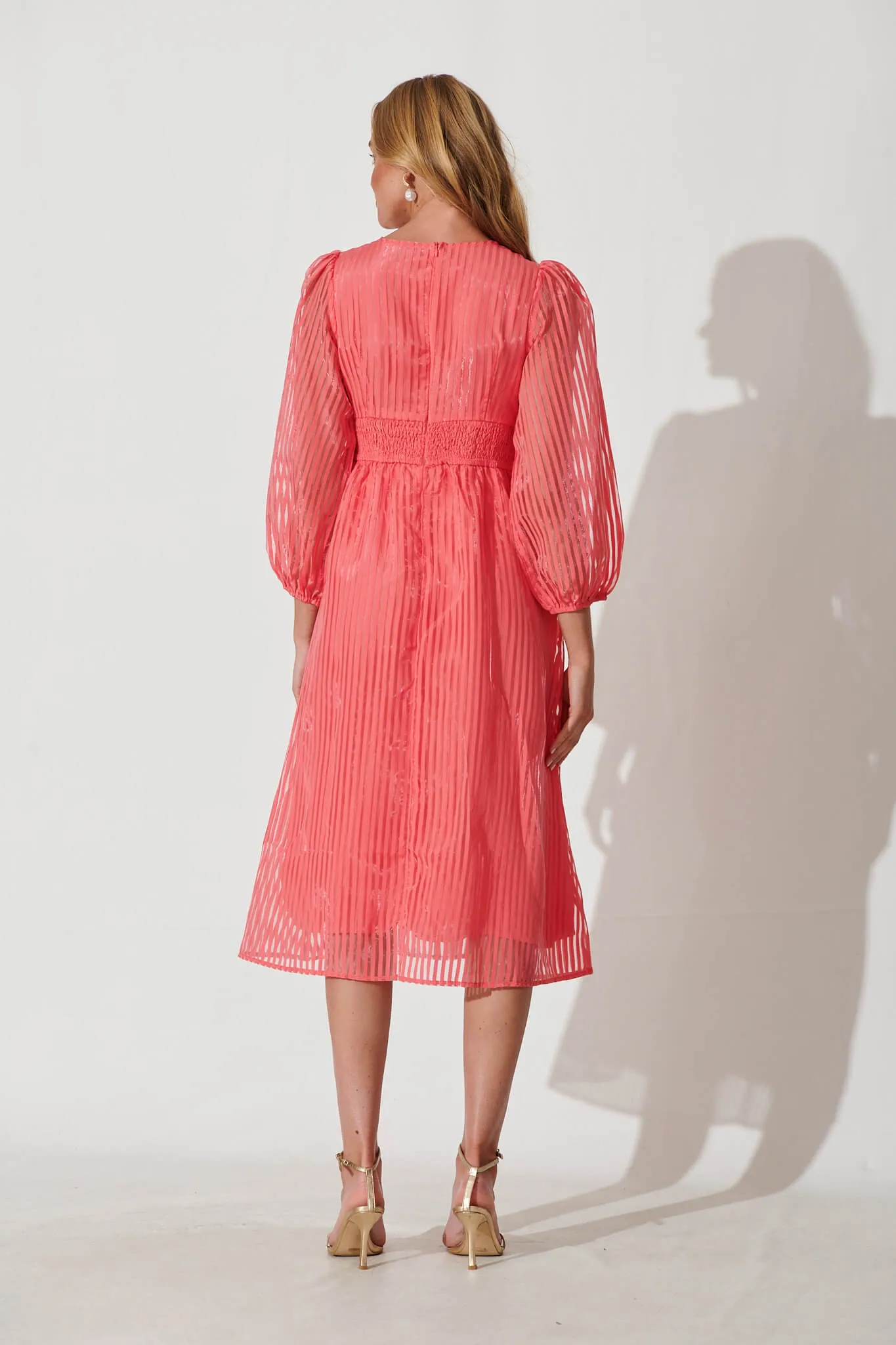 Millen Midi Dress In Coral Organza sold by St Frock product image thumbnail 4