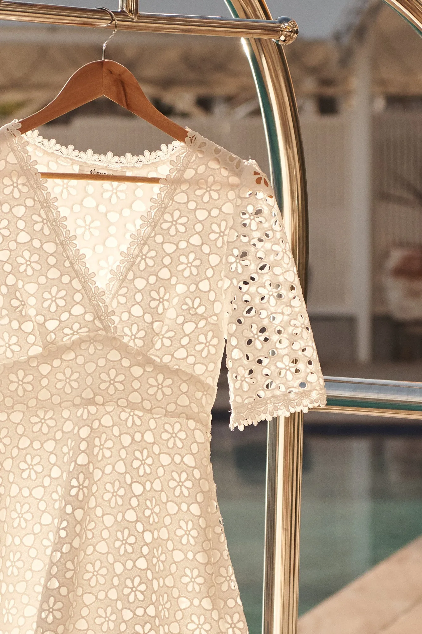 Bethany Midi Dress In White Broderie Cotton sold by St Frock product image thumbnail 2