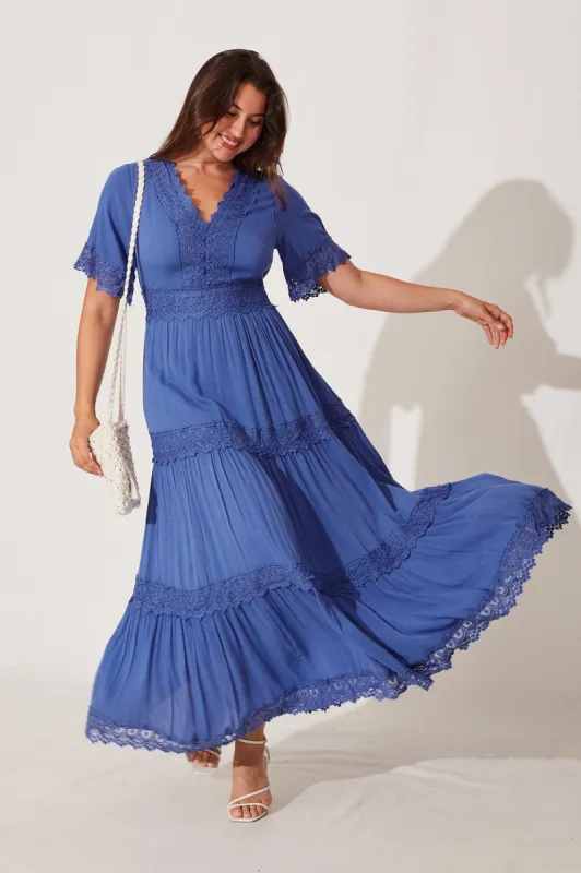 Mona Maxi Dress In Blue sold by St Frock