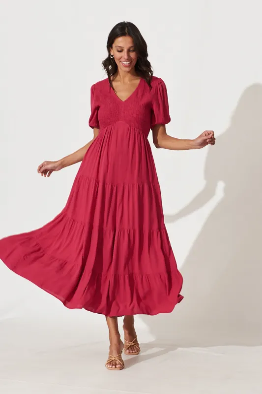 Kami Maxi Dress In Raspberry Bamboo Rayon sold by St Frock