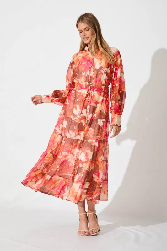 Angel Of Mine Maxi Dress In Multi Rust Floral sold by St Frock