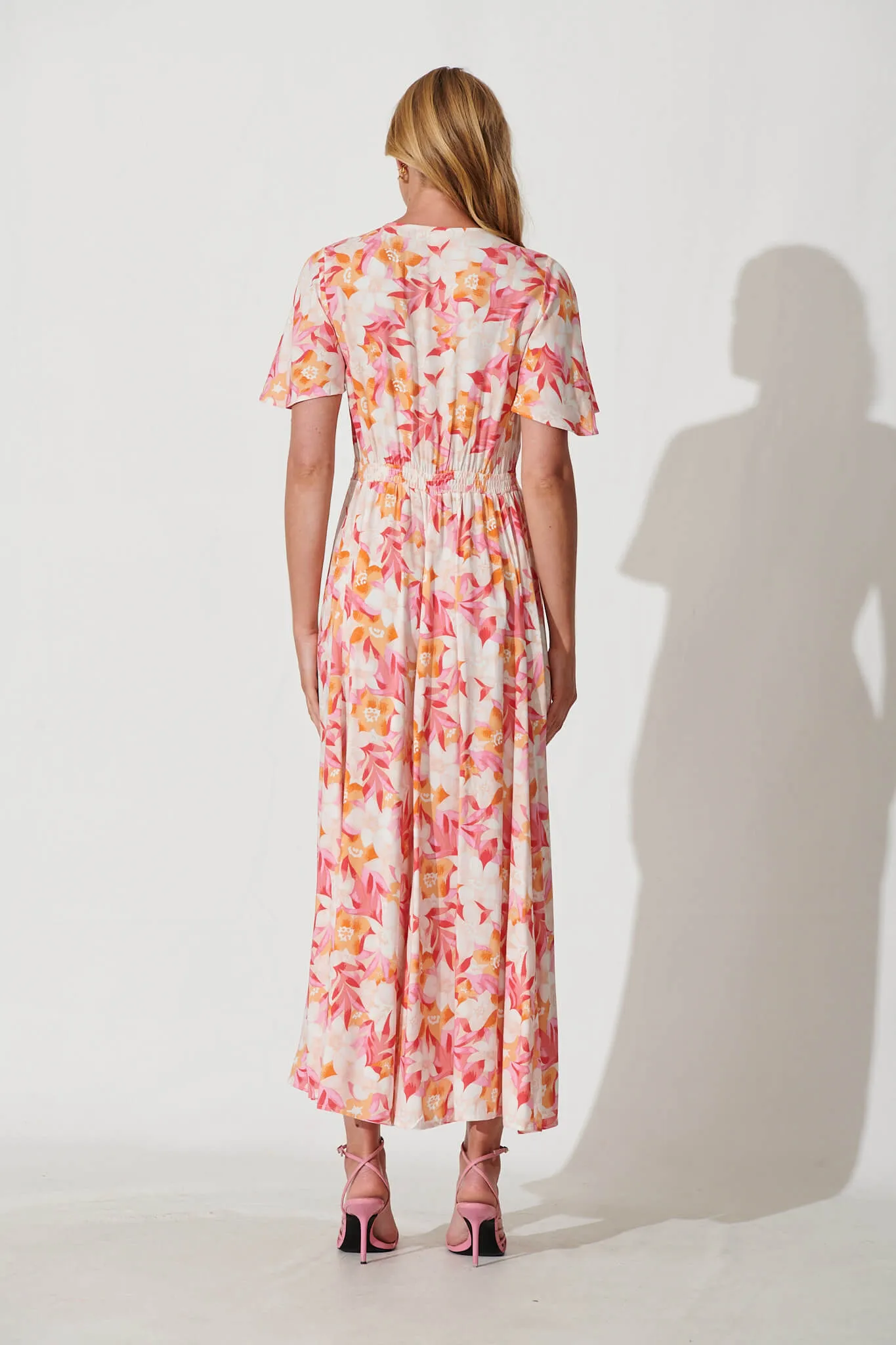 Paulette Maxi Dress In Pink And Orange Floral sold by St Frock product image thumbnail 4
