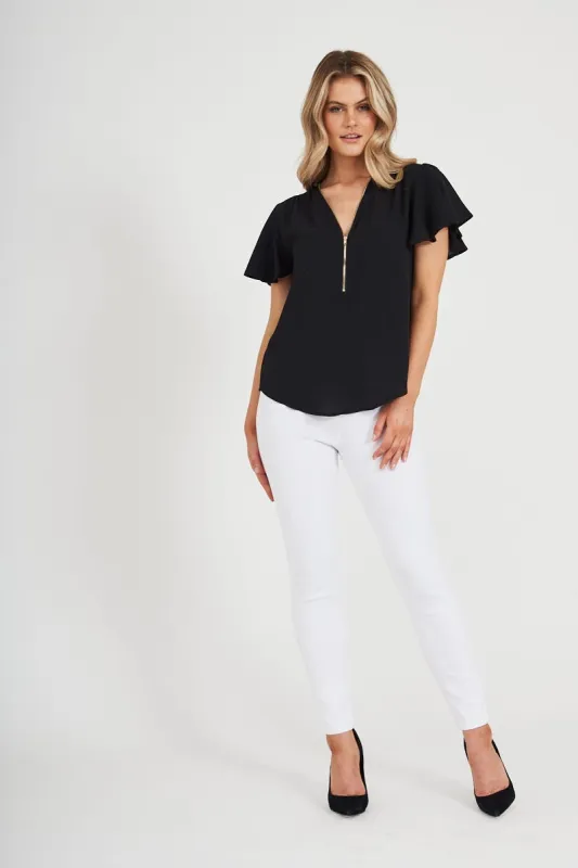 Viviana Zip Top In Black sold by St Frock
