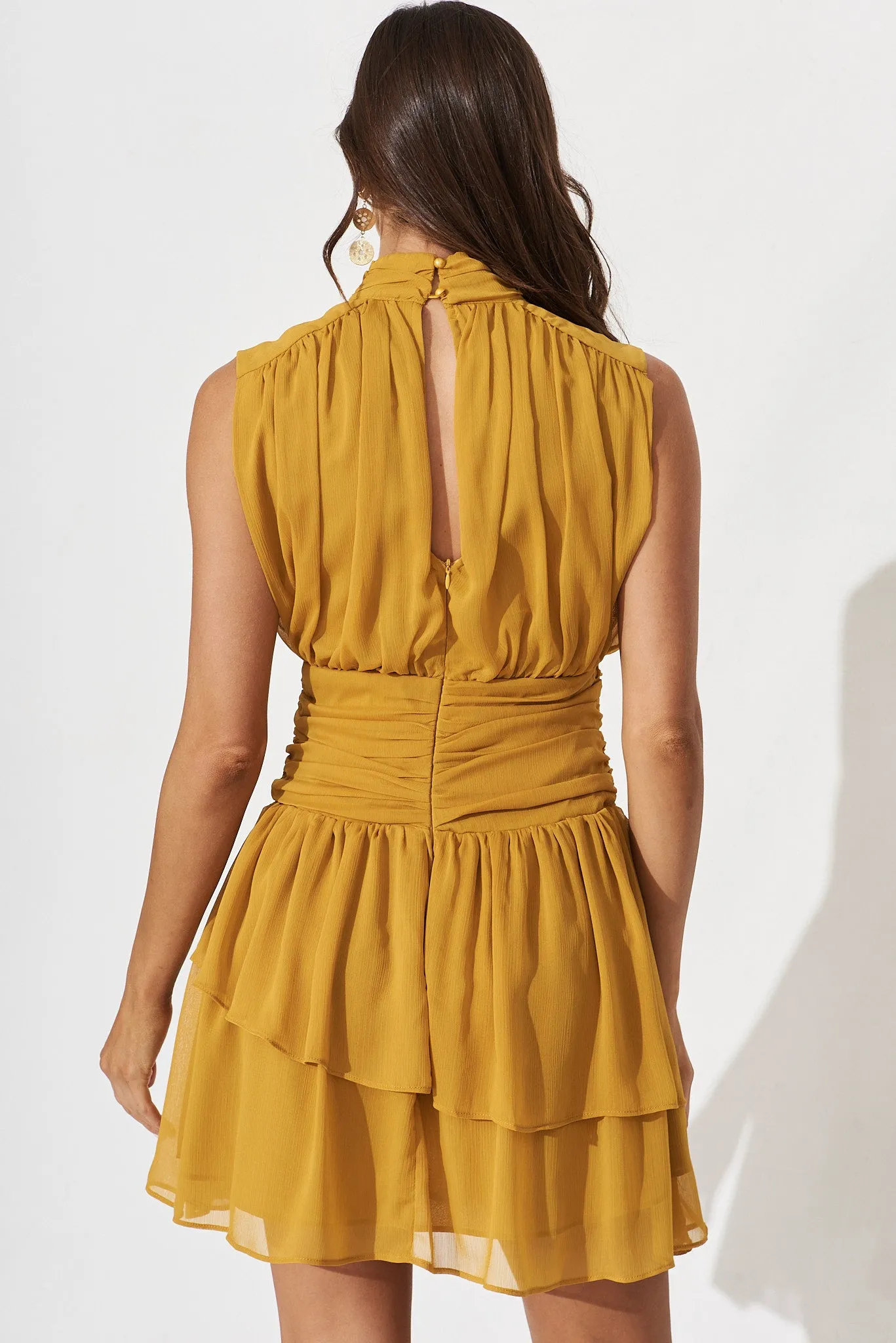 Rosal Dress In Mustard Chiffon sold by St Frock product image thumbnail 4