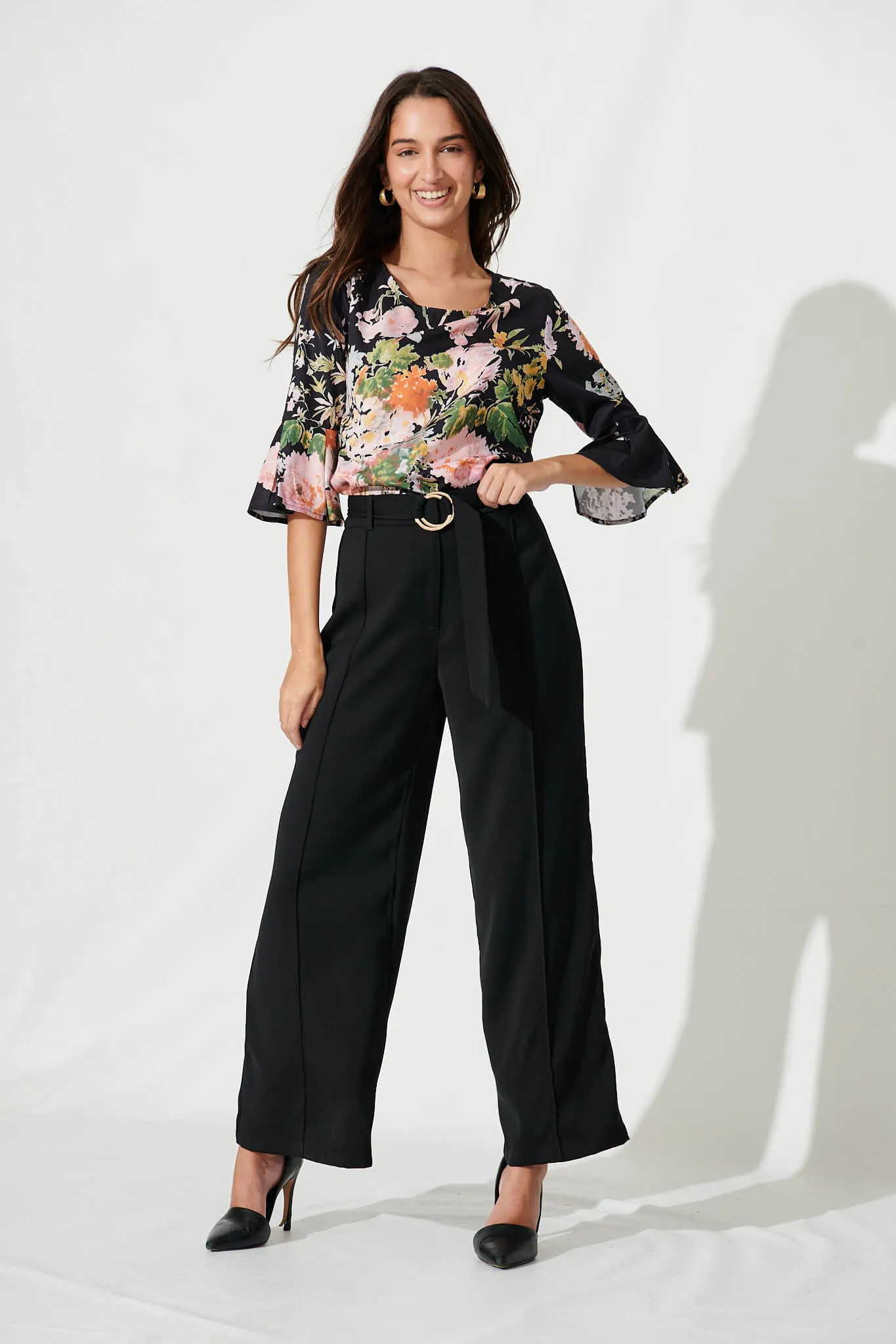 Tai Top In Black With Pink Floral sold by St Frock product image thumbnail 5