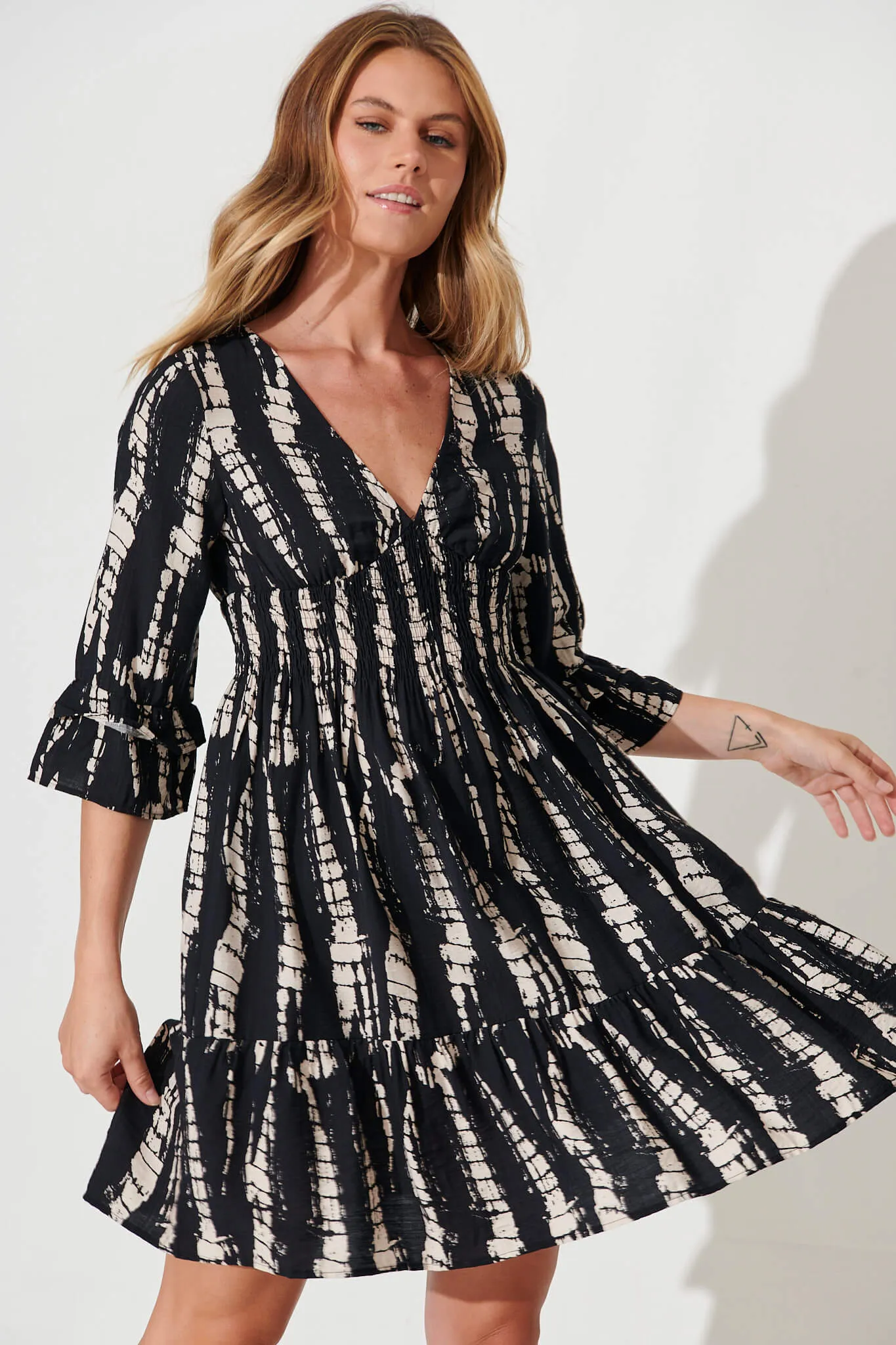 Romily Dress In Black With Cream Cotton Blend sold by St Frock product image thumbnail 2