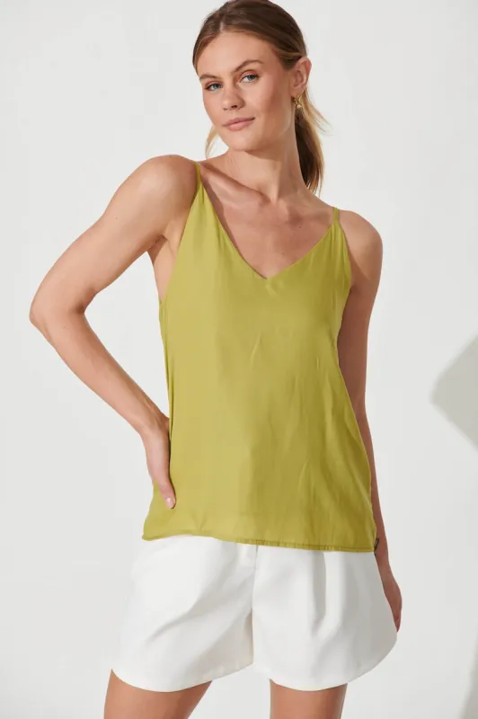 Rowland Cami In Olive Green Satin sold by St Frock