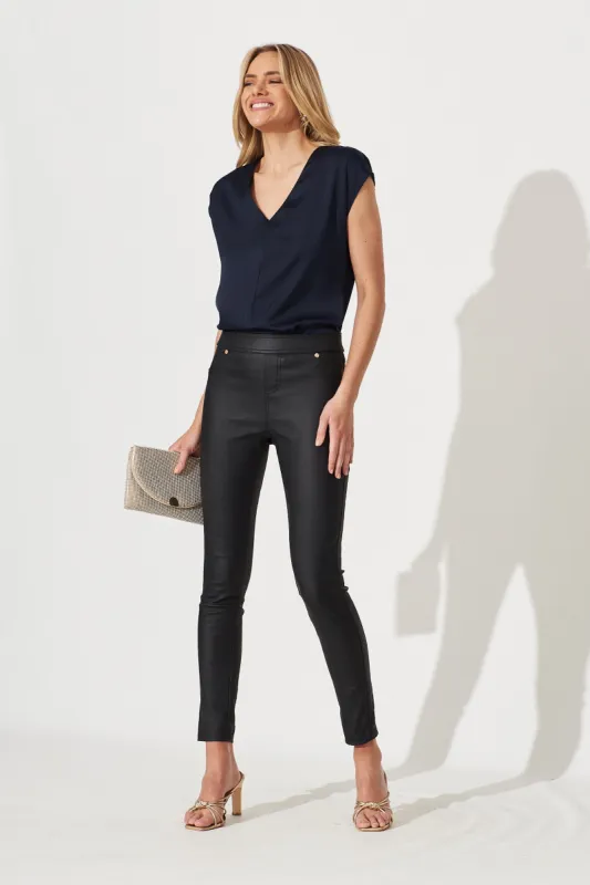 Indiana Top In Navy Satin sold by St Frock