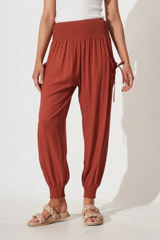 Gabby Lounge Pants In Rust sold by St Frock