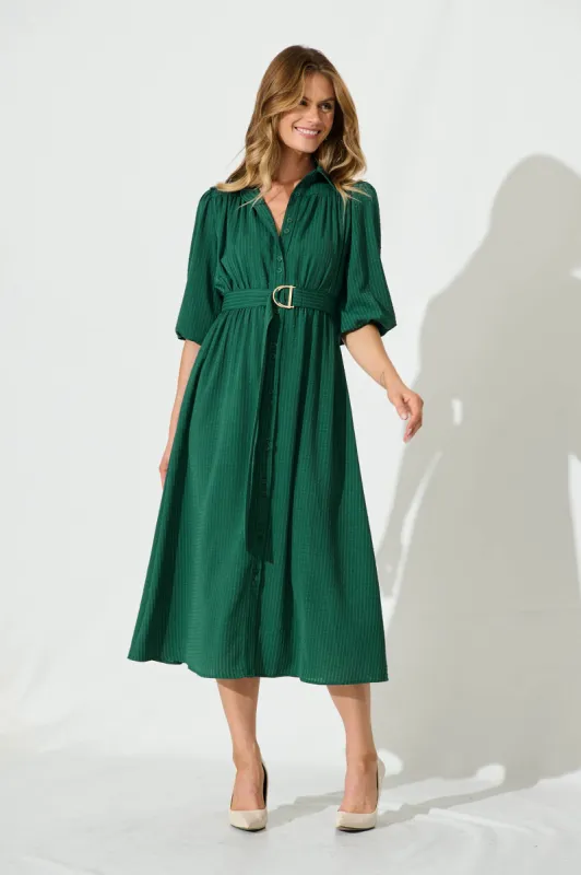 Rio Midi Shirt Dress In Emerald sold by St Frock