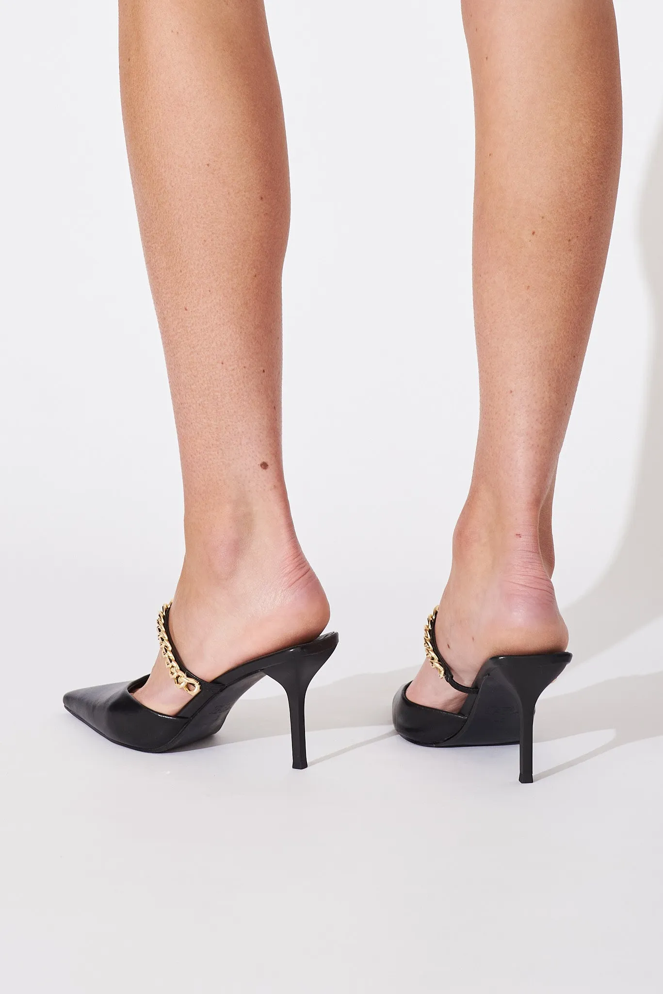 Winona Gold Chain Closed Toe Heels In Black sold by St Frock product image thumbnail 5