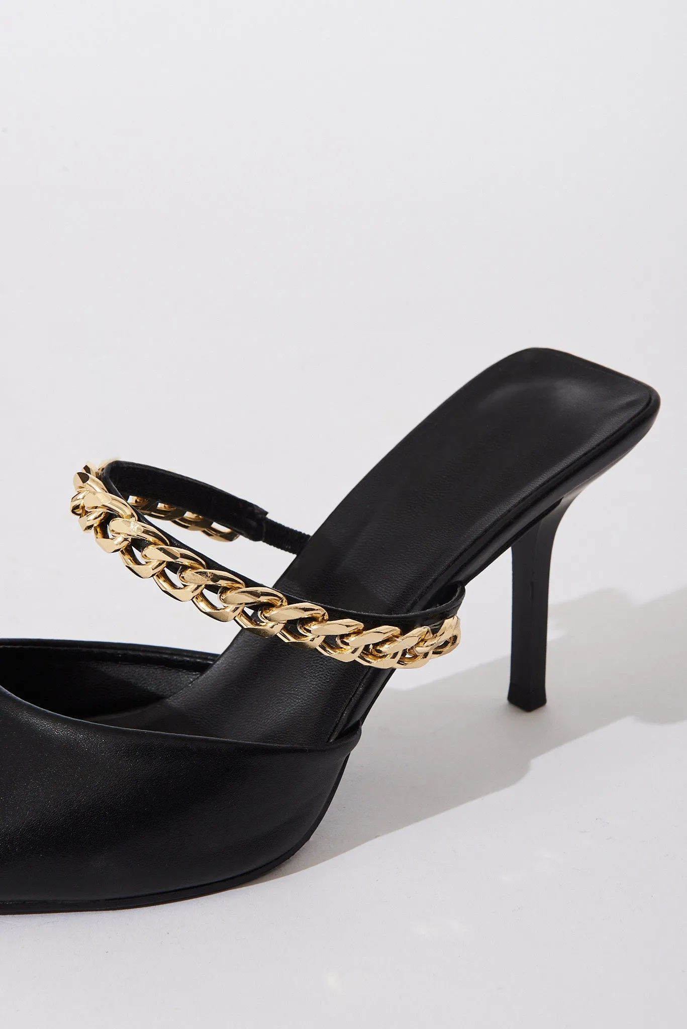 Winona Gold Chain Closed Toe Heels In Black sold by St Frock product image thumbnail 2