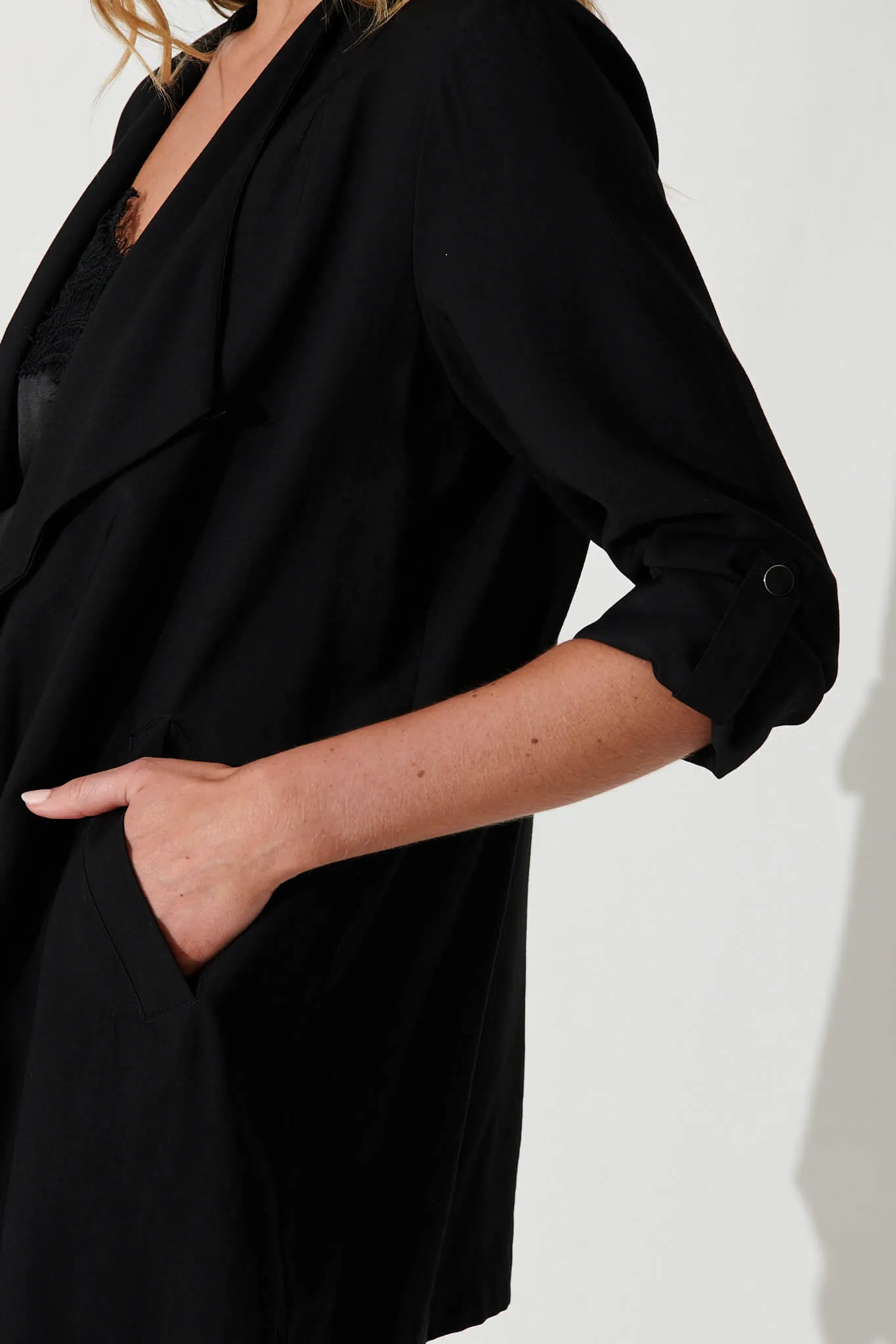 Maeva Waterfall Jacket In Black sold by St Frock product image thumbnail 5