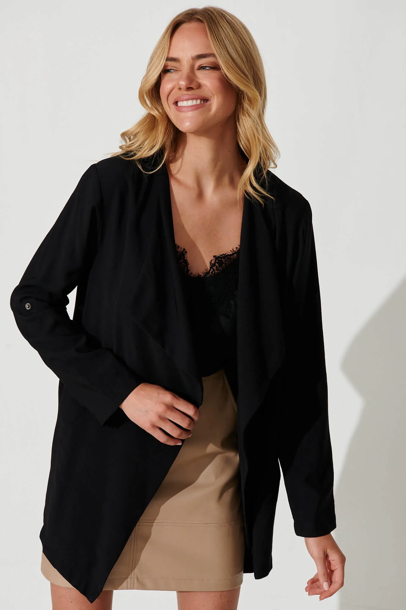 Maeva Waterfall Jacket In Black sold by St Frock product image thumbnail 4