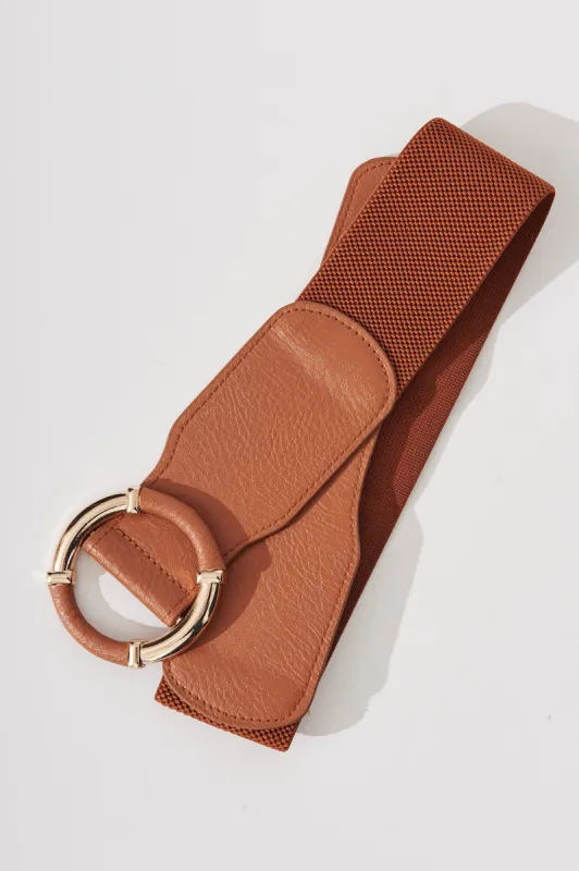 Camille Belt In Tan Stretch sold by St Frock