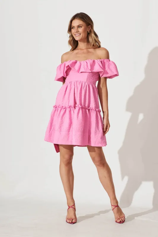 Moonlight Dress In Pink Textured Floral sold by St Frock