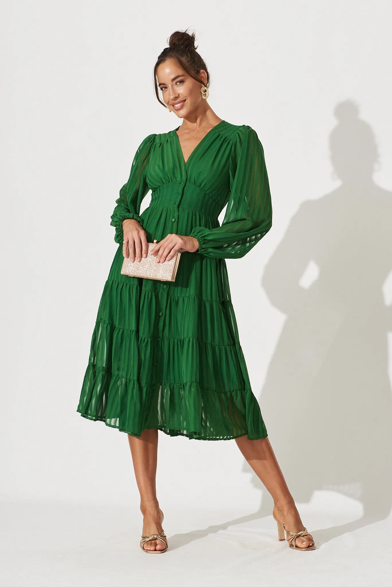 Modical Midi Dress In Green Chiffon sold by St Frock product image thumbnail 2
