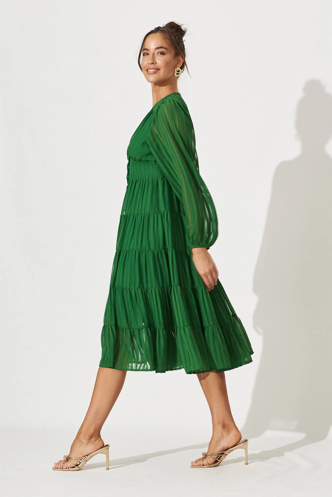 Modical Midi Dress In Green Chiffon sold by St Frock product image thumbnail 4