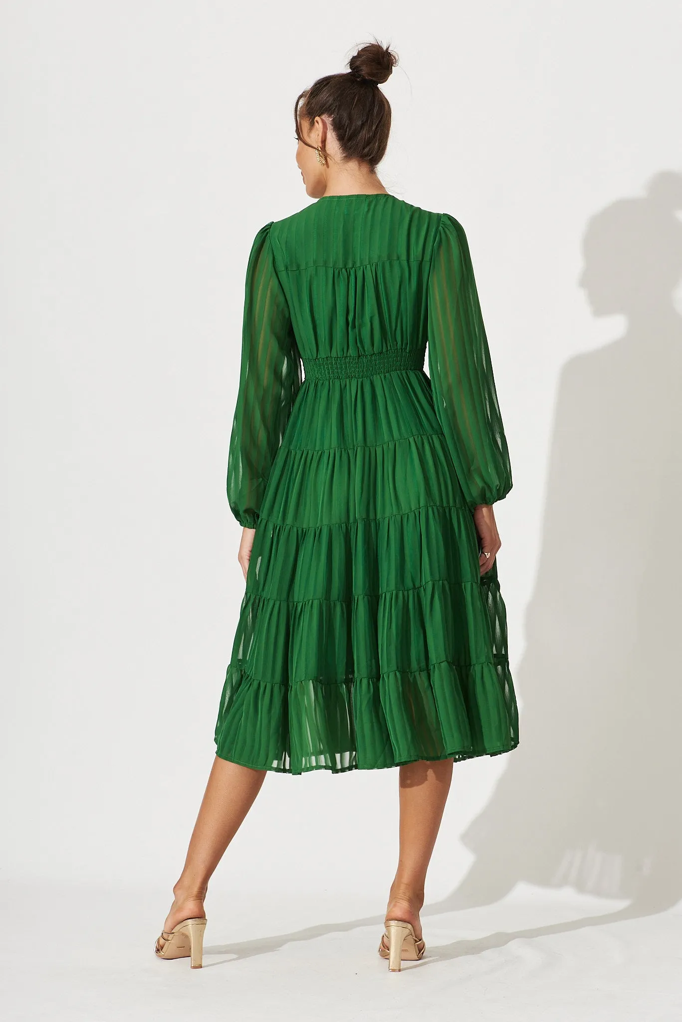 Modical Midi Dress In Green Chiffon sold by St Frock product image thumbnail 5