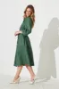 Landed Midi Shirt Dress In Green Cotton Linen sold by St Frock