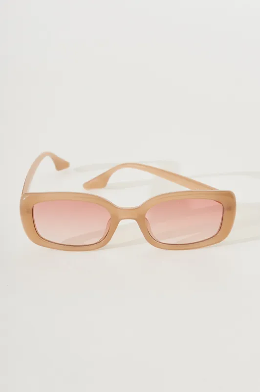 August + Delilah Portia Rectangular Sunglasses In Latte Brown sold by St Frock