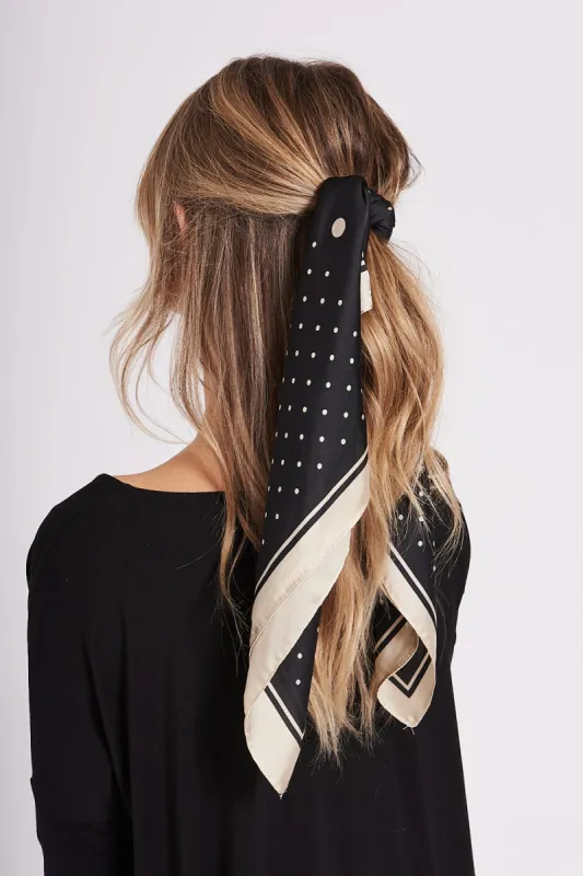 august + delilah Mac Scarf in Black with Beige Polka Dot sold by St Frock