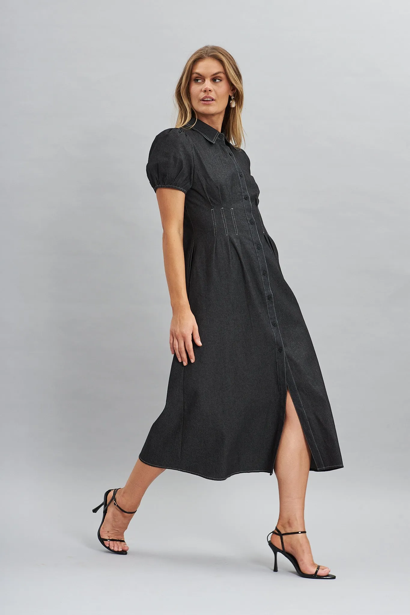 Elite Midi Shirt Dress In Black sold by St Frock product image thumbnail 3