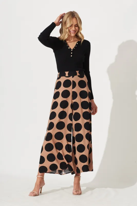 Rhea Pant In Brown With Black Spot Print sold by St Frock