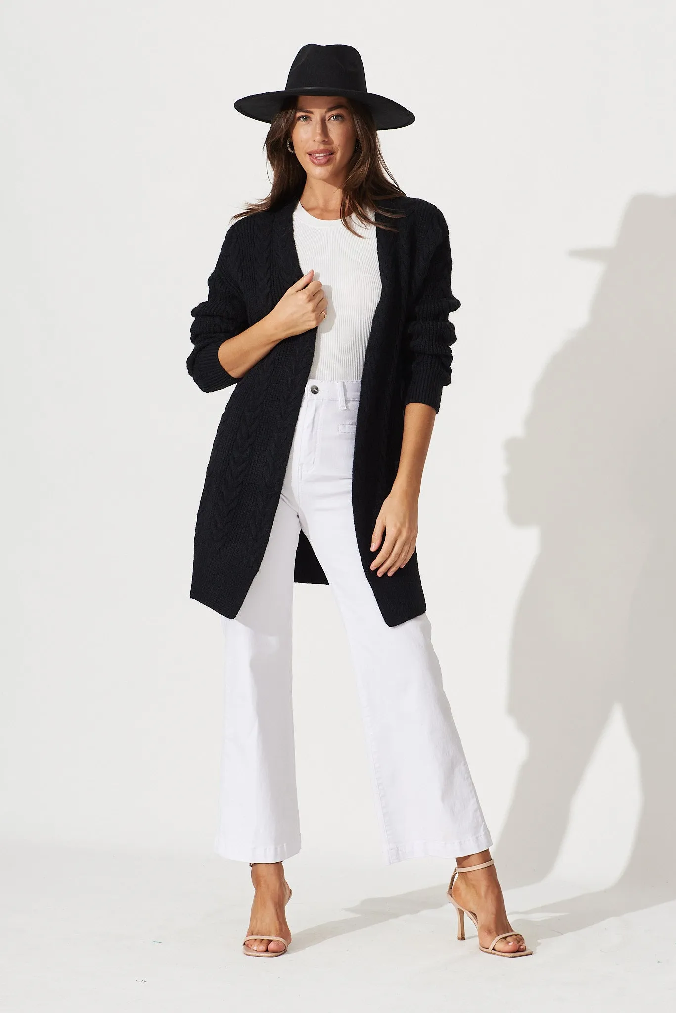 Cebu Knit Cardigan In Black Wool Blend sold by St Frock product image thumbnail 2