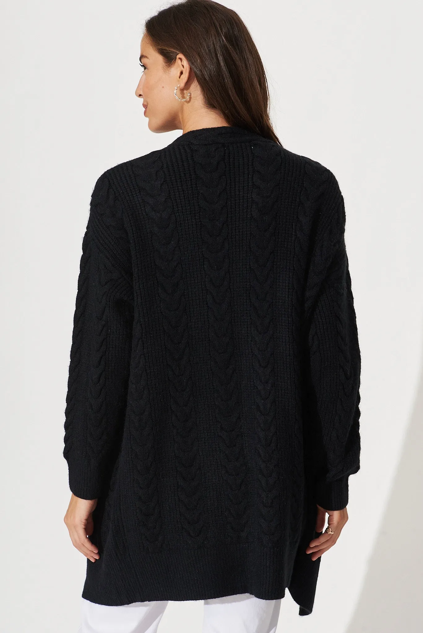 Cebu Knit Cardigan In Black Wool Blend sold by St Frock product image thumbnail 5