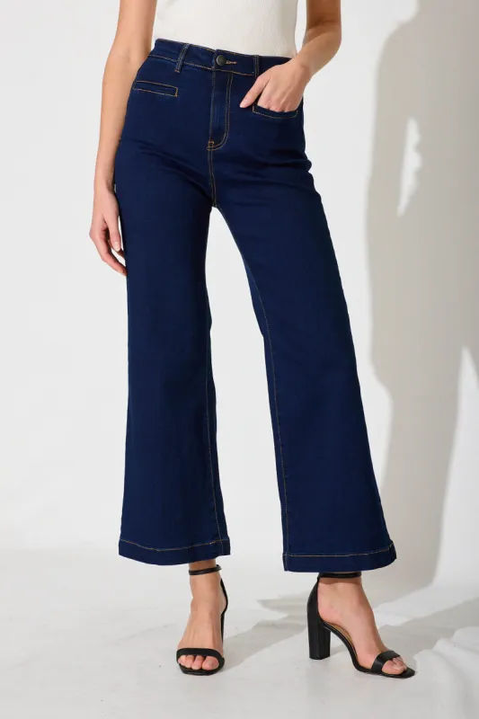 Waverley High Rise Wide Leg Jean In Dark Indigo Denim sold by St Frock