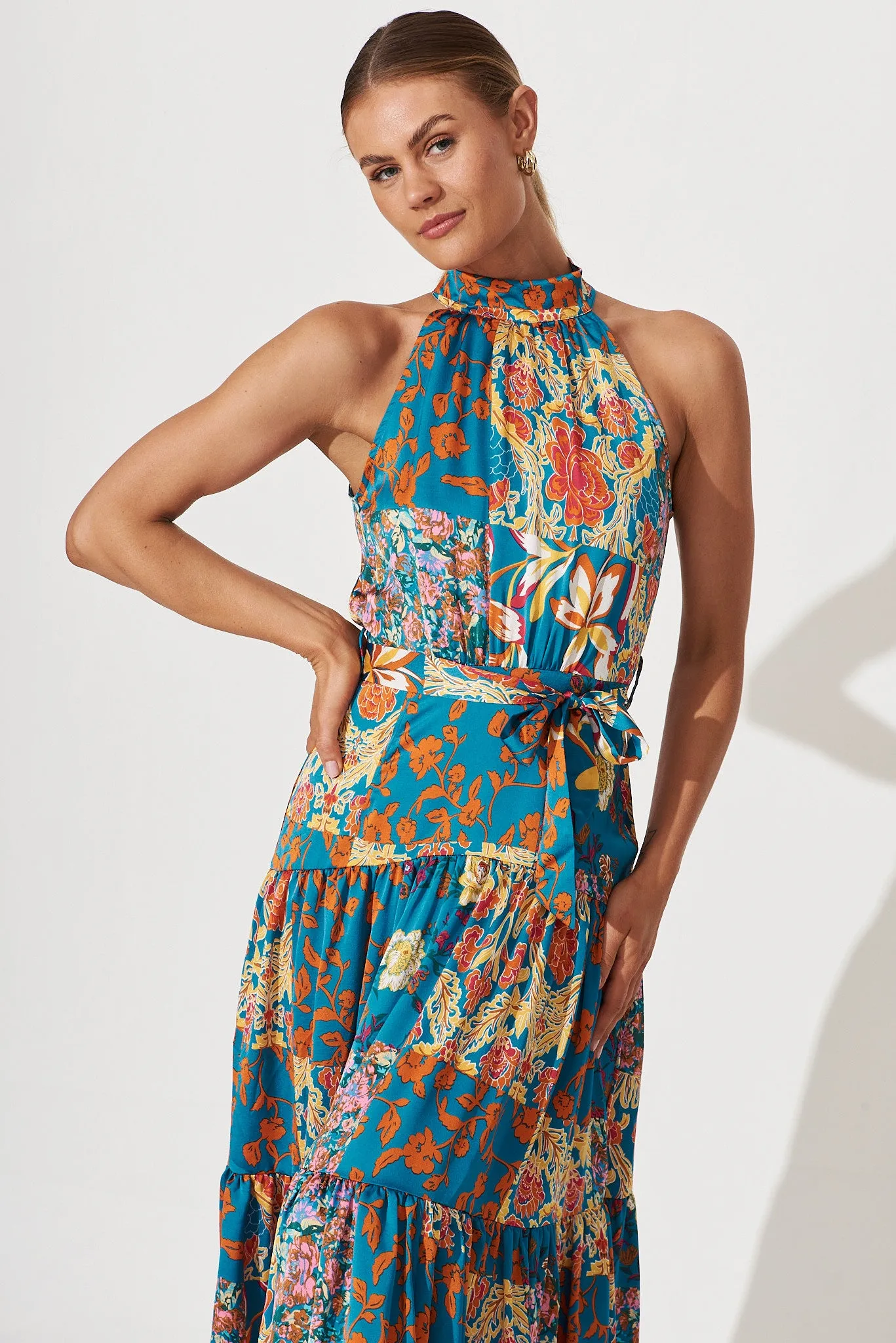 Khalo Dress In Blue Multi Patchwork Print sold by St Frock product image thumbnail 2