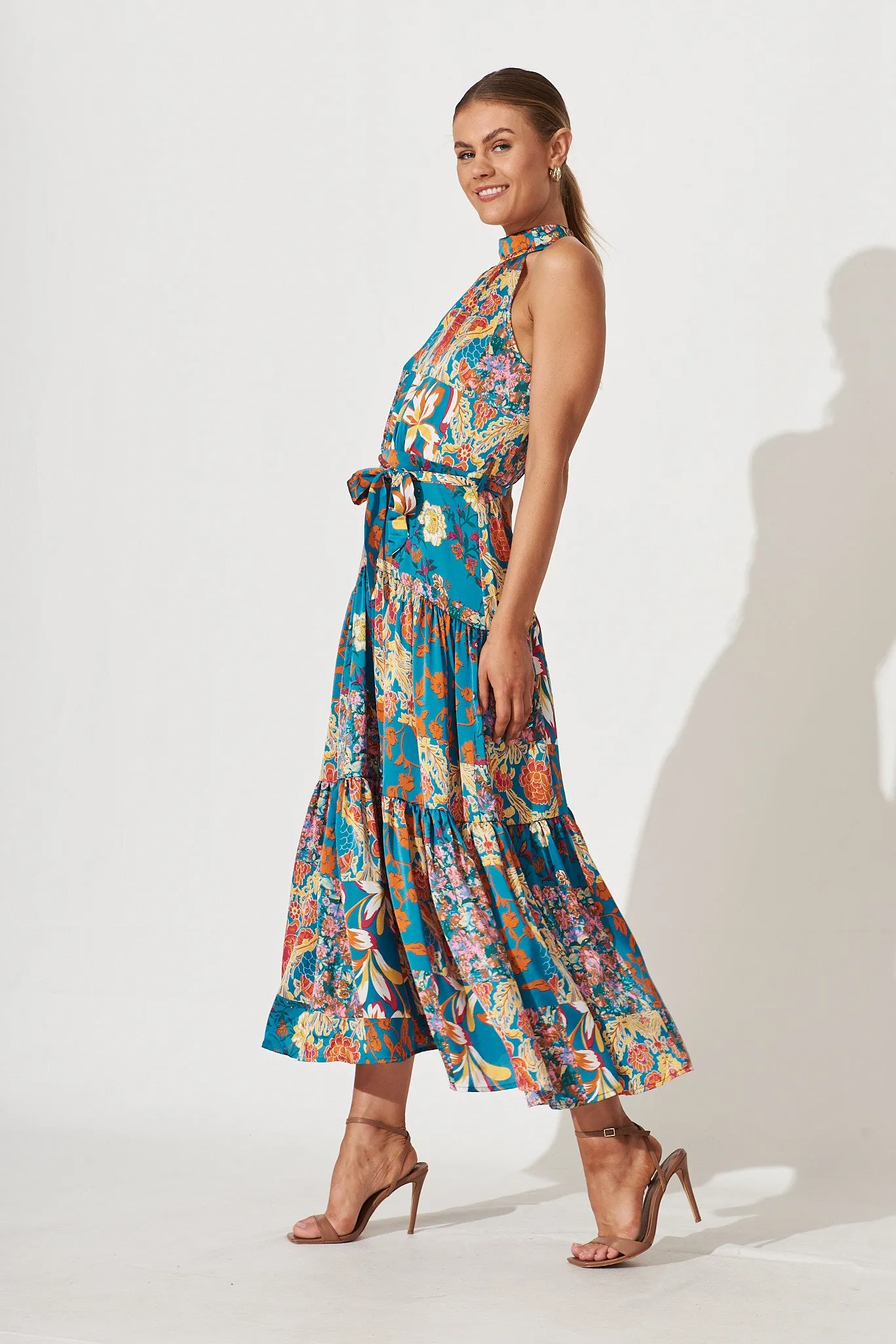 Khalo Dress In Blue Multi Patchwork Print sold by St Frock product image thumbnail 3