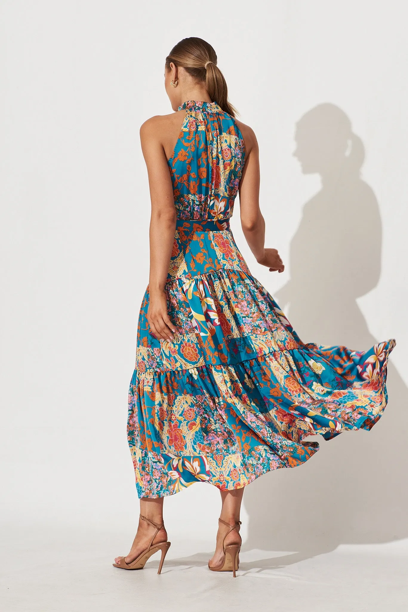 Khalo Dress In Blue Multi Patchwork Print sold by St Frock product image thumbnail 4